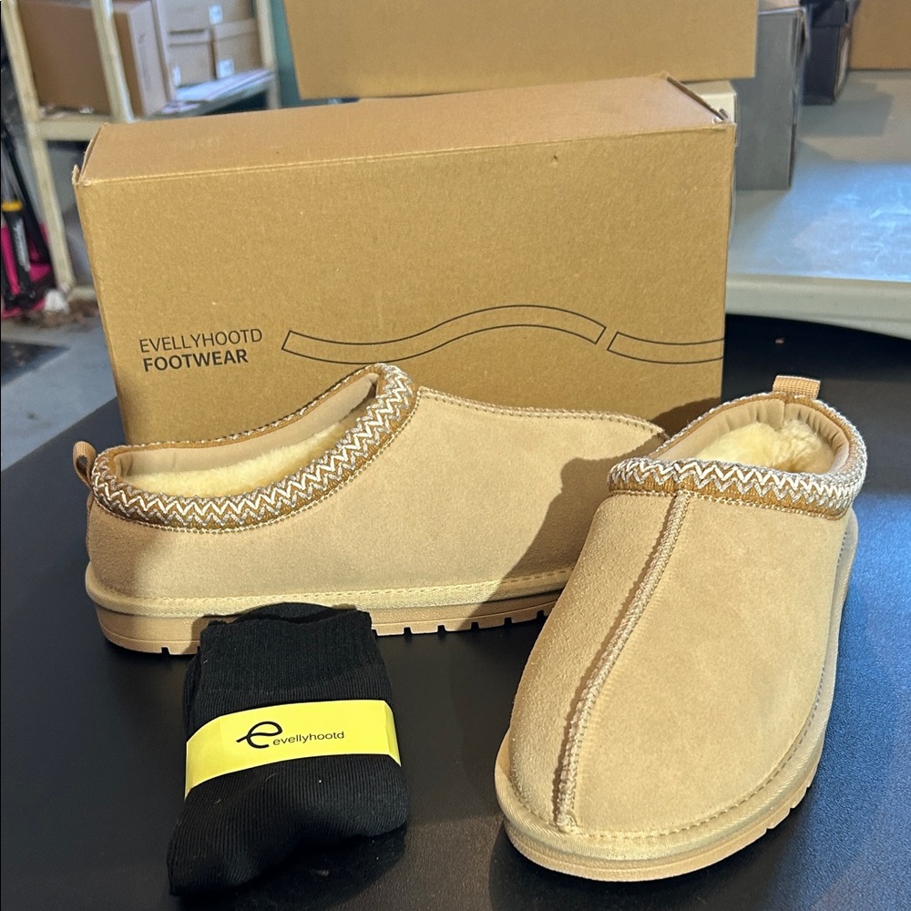 Evellyhood Beige Suede Mule Clogs